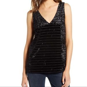 Chelsea28 black velvet tank top